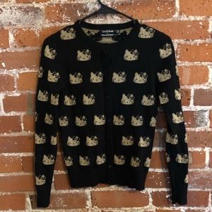 Hello Kitty x Mod Cloth Black and Gold Cardigan Sweater Size Xsmall